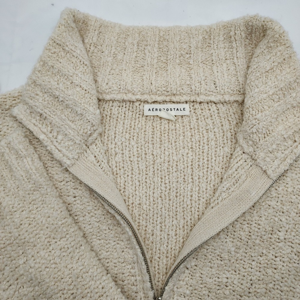 Aeropostale Cream‎ Knit Quarter Zip Pullover Sweater Kids Size S